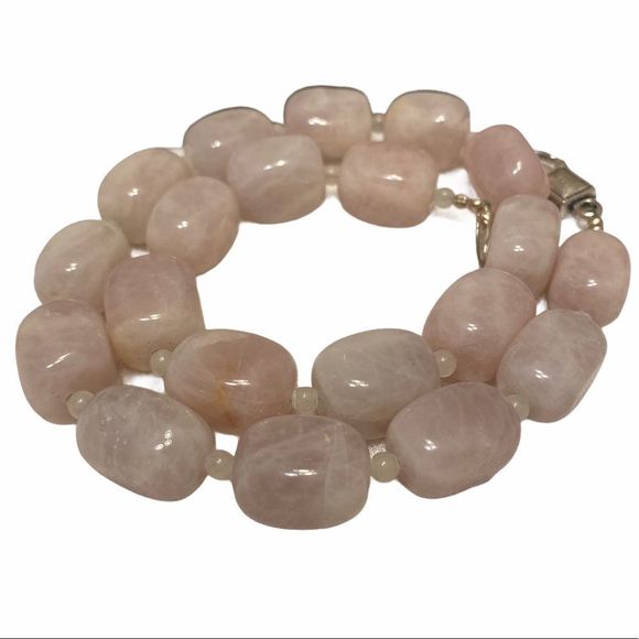 Vintage Chunky Rose Quartz Necklace - Picture 8 of 16